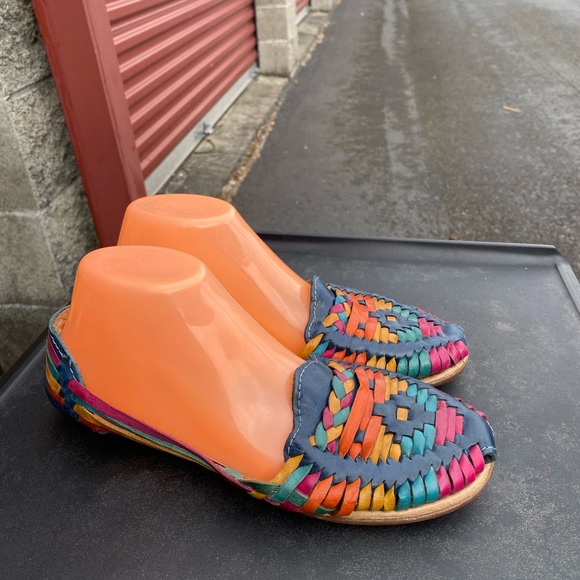 Totuga Women’s Multi Color hand made huarache made in Mexico Sandals Size 9.5 - Picture 4 of 12